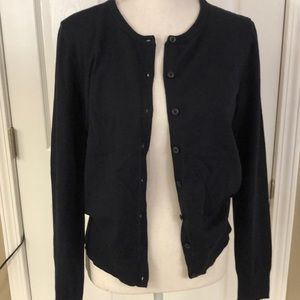 Loft: NWT: navy cardigan w/slinky back.